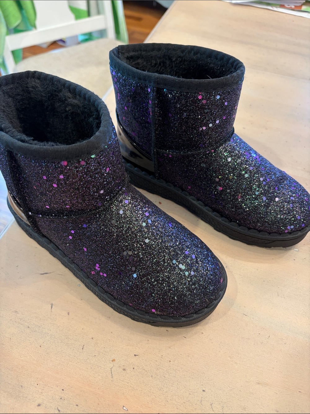 Kids Black Sparkle Winter Boots - Plush Lined